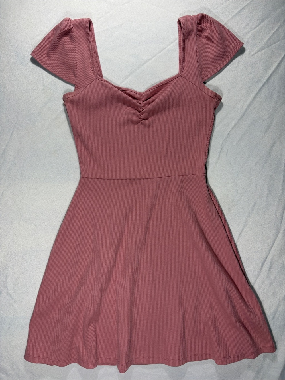 wild fable Rose Pink Ribbed Sweetheart Mini Dress